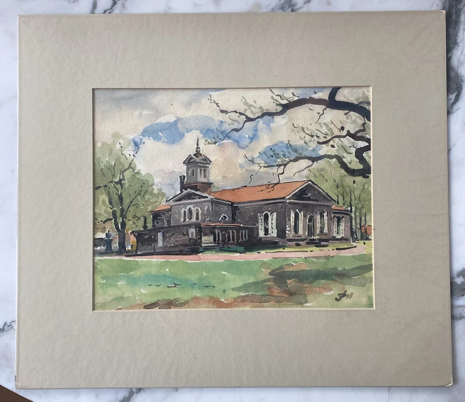 Pintura acuarela firmada por Curtis Arboretum John J Dull (Filadelfia 1859-1949) Foto 2 de 4