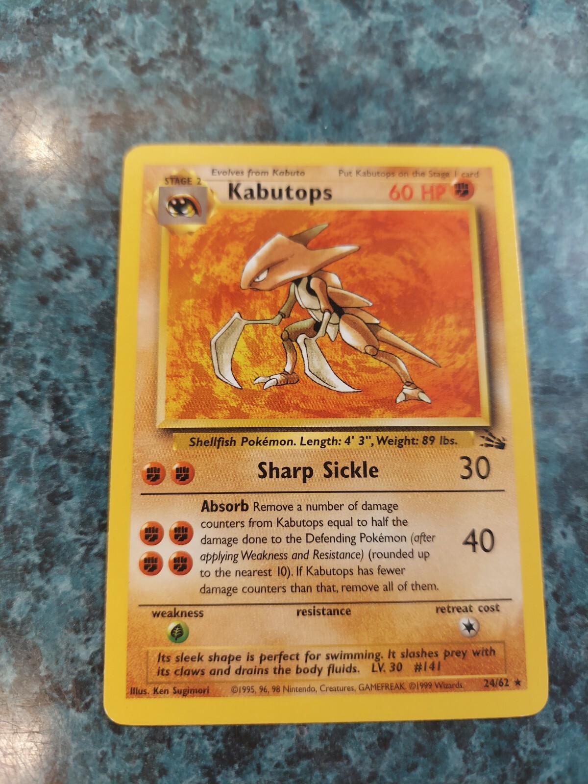 POKEMON CARD KUBUTOPS FOSSIL SET BLACK STAR RARE