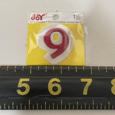 Small 1.5  Number # 9 Patch (Red On White  9 ) M010