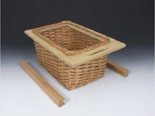 PULL OUT WICKER BASKETS KITCHEN STORAGE LARDER BASE UNIT + SOLID BEECH RUNNERS