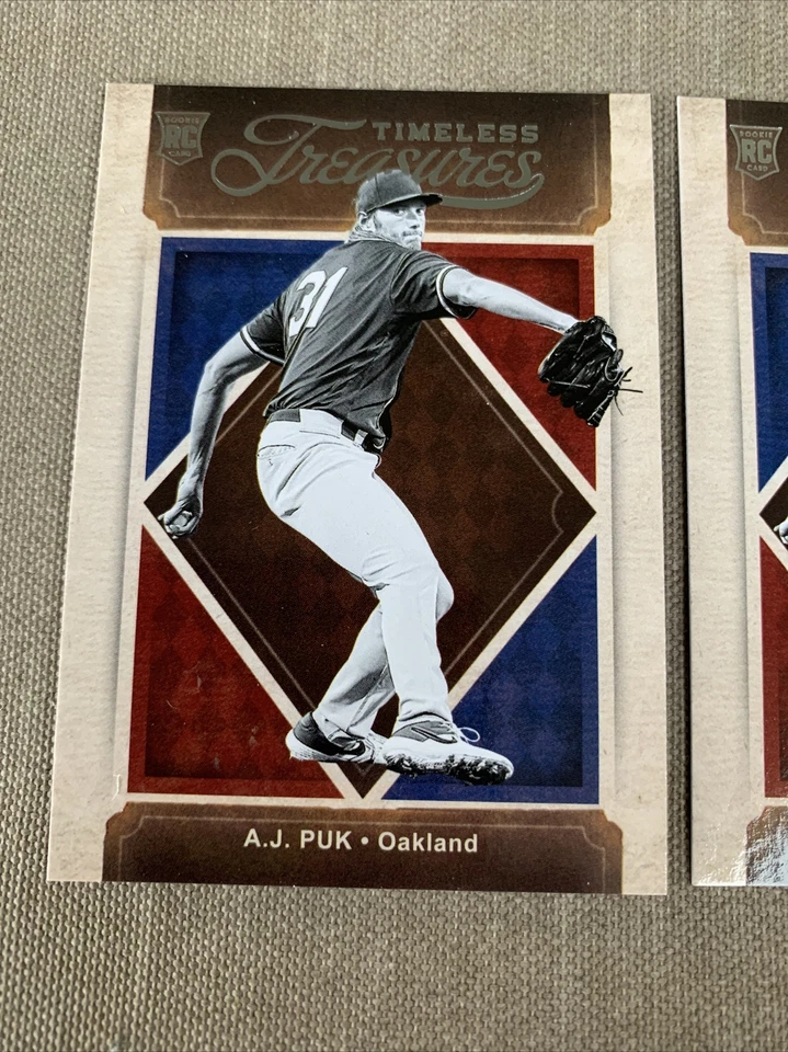 2020 Timeless Treasures #9 A.J. Puk Oakland A's RC Rookie Athletics lot Of 2 - Image 2 of 4