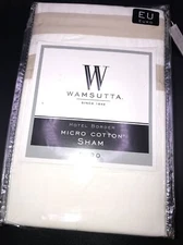New Wamsutta Hotel Border Micro Cotton Euro Pillow Sham WHITE/Taupe 26”