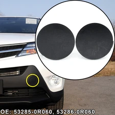 Pair Front Tow Hook Eye Cover Right & Left Bumper Cap For Toyota RAV4 2013-2015.