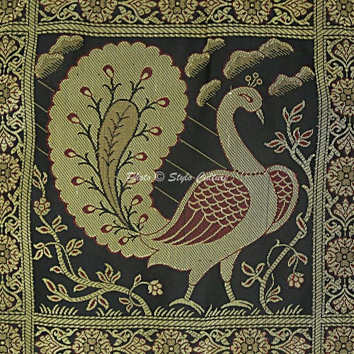 Indian Brocade Sofa Cushion Cover Handmade Peacock Pillow Case Cover Throw 12" - Picture 7 of 52