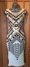 Eye-catching Bodycon Dress, Gold Print Detail, Size 10 12