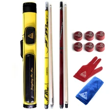CUESOUL 12.75mm Jump/Break Cue,2 Pool Cues with 2x2 Yellow Cue Case