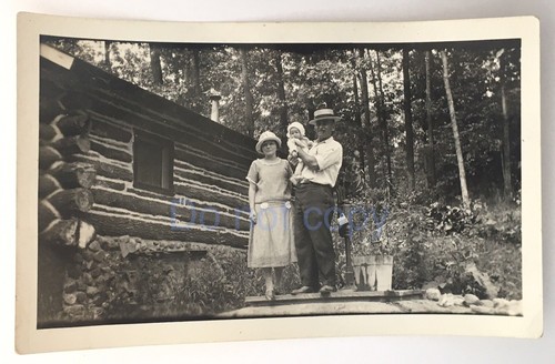 Snapshot Photo of Marie and John Wells at Cabin Cottage w/ Baby Betty Carter