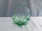 Fenton Green Glass Valencia Basket 6" Tall INV2