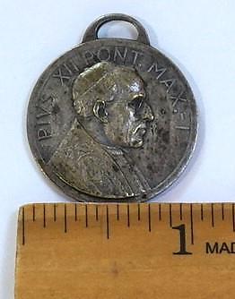 Silver Watch Fob Pope Pius XII Pont Max-1 Peregrination Petri Sedem P.A.P.S