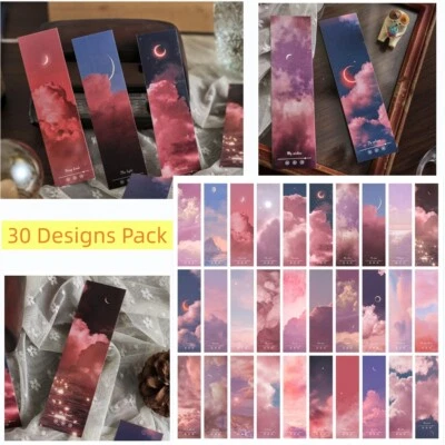 Set of 30 - Moon Clouds Paper Bookmarks Readers Reading Gift For Book Lovers