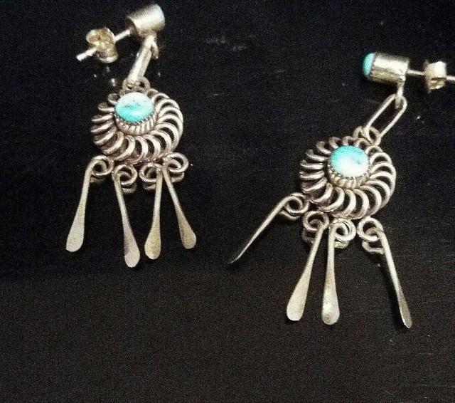 Native American Zuni Post Stud Turquoise Sterling Al