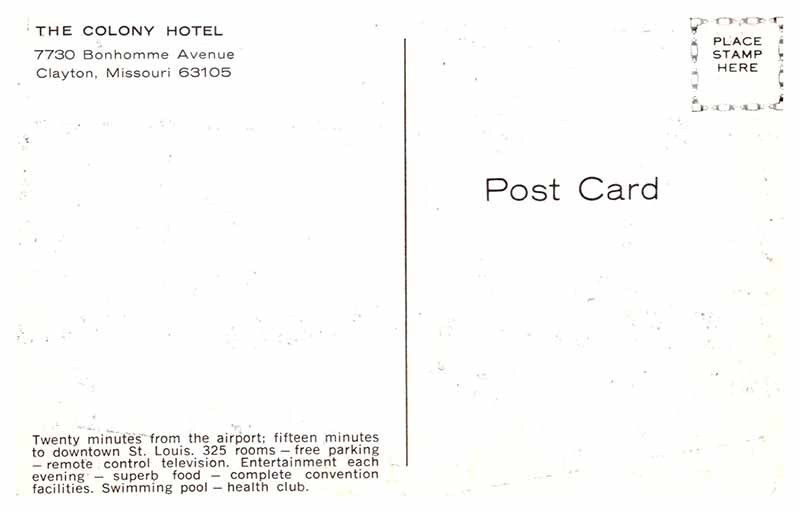 Postcard HOTEL SCENE Clayton Missouri MO 10/19 AR5639 eBay