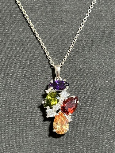 Nataliya V Collister’s (NVC) rhinestone and crystal cluster pendant 16” necklace