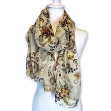 MIMOSITO | Floral Neutral Lightweight  Scarf Wrap Shawl 36 x 72