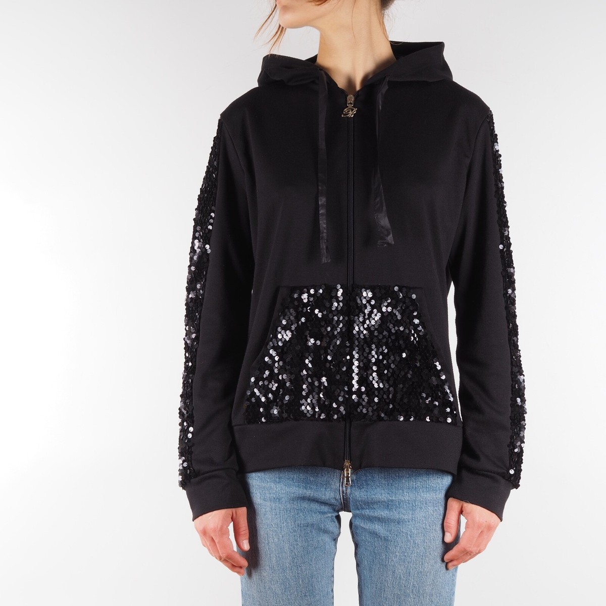 Sequin Hoodie-Black Sequin Hoodie-Black