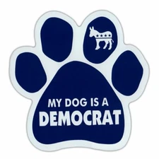 Magnet, Dog Paw, My Dog is a Democrat (Blue, Donkey Graphic), 5.5" x 5.5"