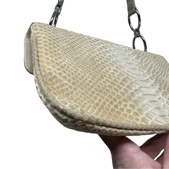 Cream Stuart Weitzman Leather Python Embossed Pri… - image 7