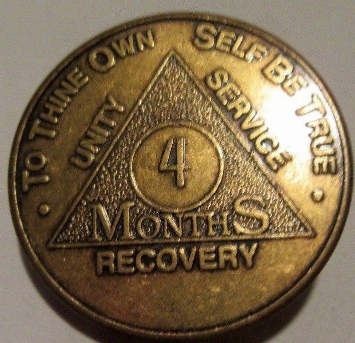 Alcoholics Anonymous 4 Month AA Bronze Medallion Coin Token Chip ...