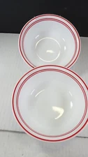 VINTAGE Corelle Classic Cafe Red Soup Cereal 6.25" Bowls 3 Red Stripes 2 BOWLS