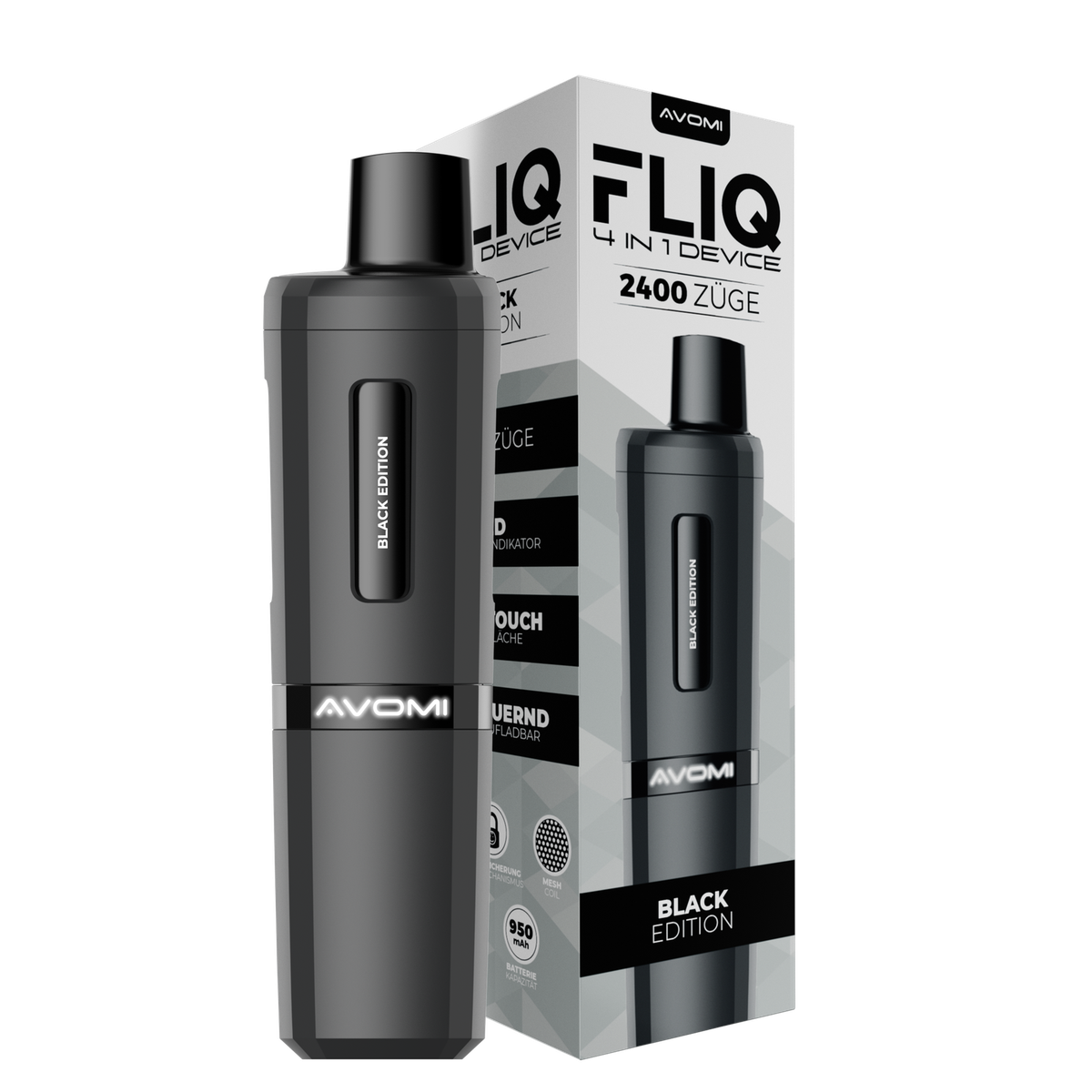Avomi Fliq E-Zigarette Pod Kit 4 in 1, Große Auswahl an Pods 20mg Nikotin