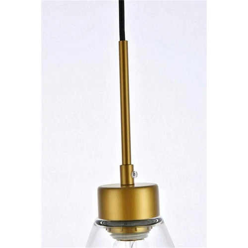 Living District Mera 1-Light Mid-Century Metal Pendant in Brass and Clear - Picture 6 of 7
