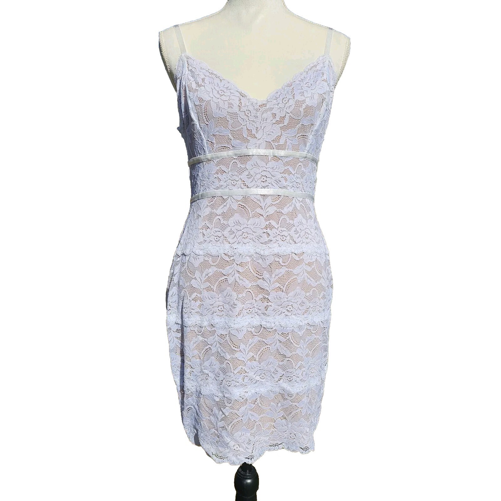 NWT Guess White Lace Backless Bodycon Mini Slip Dress Sz L Beige Liner 90s Y2K