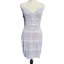 NWT Guess White Lace Backless Bodycon Mini Slip Dress Sz L Beige Liner 90s Y2K 