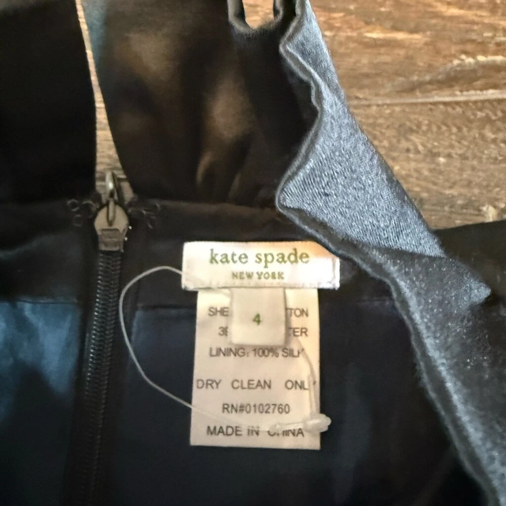 Abito Kate Spade Cocktail Fit Svasato Nero Taglia 4