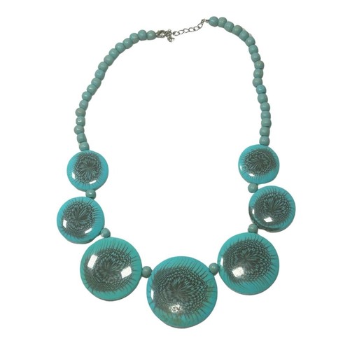 Vintage Turquoise Wooden Statement Necklace - Picture 6 of 8