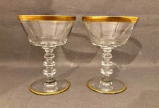 Set of 2 Tiffin-Franciscan Apollo Gold Champagne Tall Sherbet Glasses