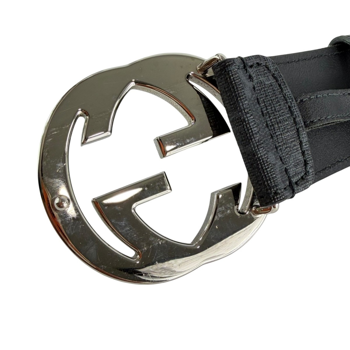 GUCCI Gray Canvas Black Leather Supreme GG Interlocking  display picture 2
