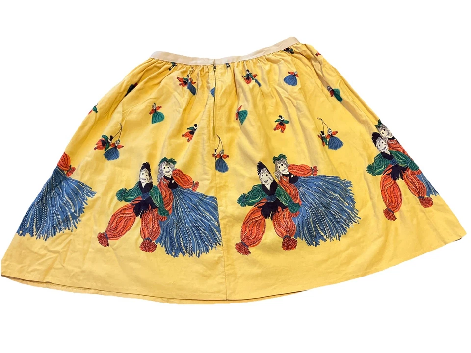 Falda Estampada Muñeca Martenitsa Búlgara Novedad De Colección Principios de 1950 Talla M Foto 2 de 4