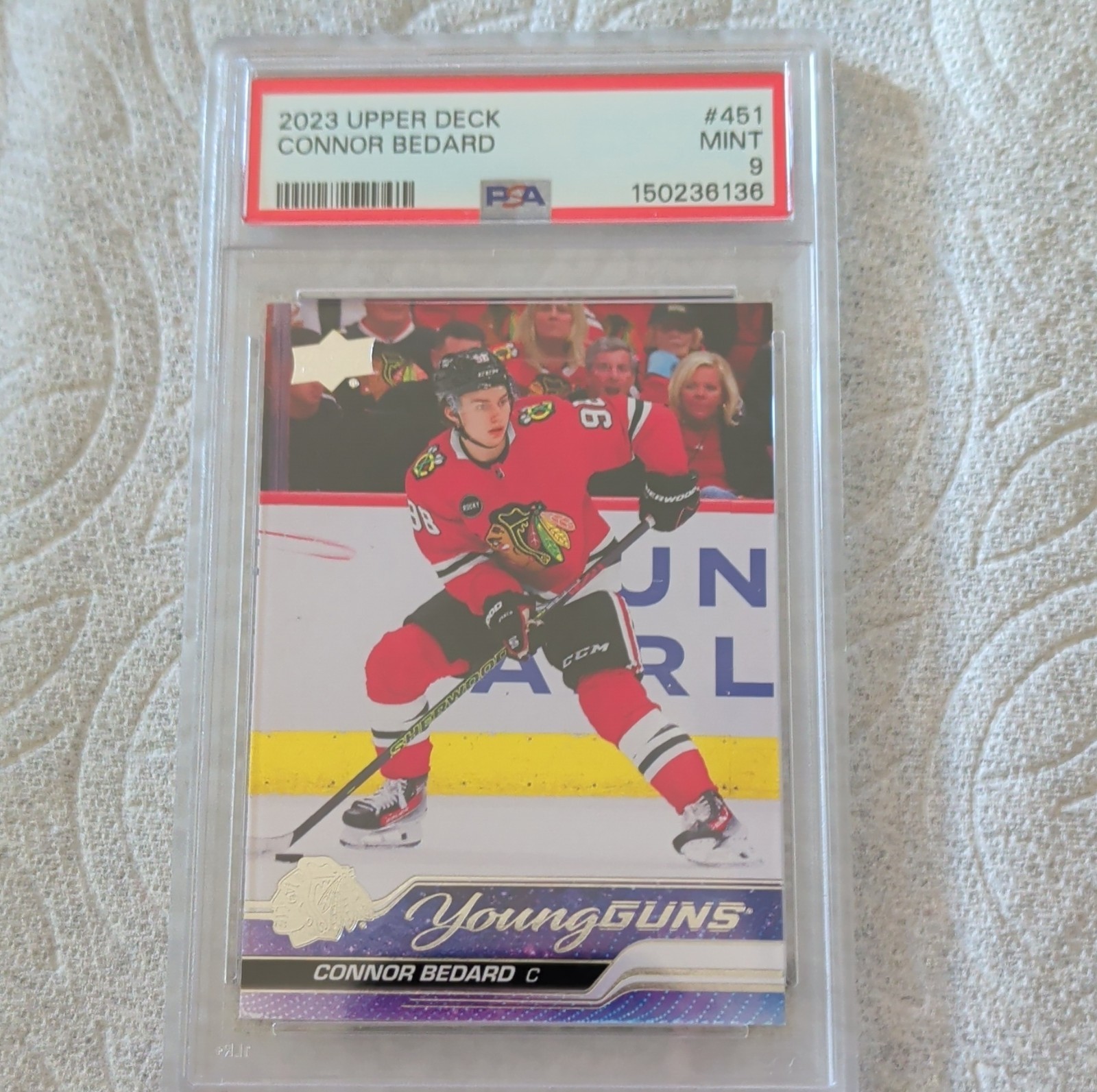 Upper Deck Young Guns Connor Bedard #451 Chicago Blackhawks 2023-24 PSA 9
