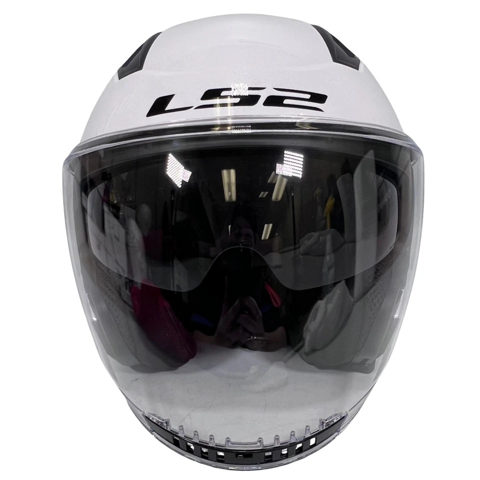 LS2 Adult Copter Open Face Motorcycle Helmet Glossy White Size S - Image 4 of 4