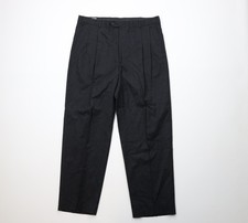 Vtg 90s Streetwear Mens 36x30 Heavy Wool Wide Leg Chino Pants Charcoal Gray USA