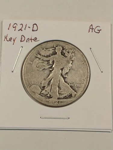 1921-D Key Date Liberty Walking Half Dollar, Nice AG Condition