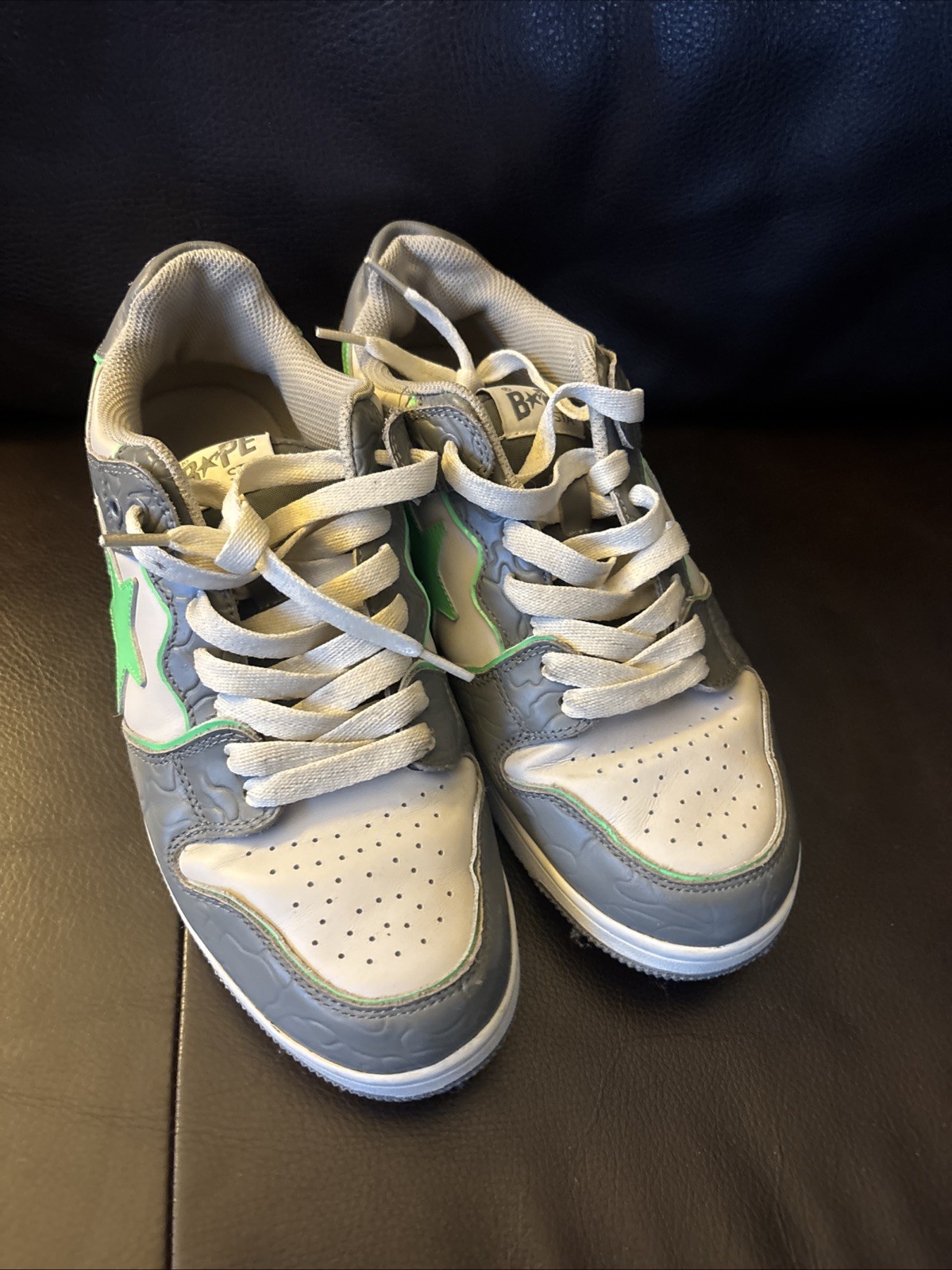 Bape  Bathing Ape Sk8sta Grey Green Low Top Sneakers Men's Size 10 thumbnail 7