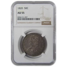 1820 Square Base Knob 2 Capped Bust Half Dollar AU 55 NGC SKU:I23327