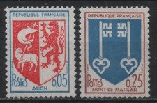 FRANCE 1966 : N° 1468/1469 ARMOIRIES, AUCH/MONT-DE-MARSAN - NEUF** TB