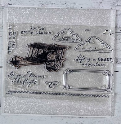 Close To My Heart C1831 Dreams Take Flight Stamp Set Airplane Adventure CTMH