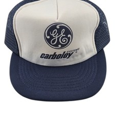 Vintage GE Systems Carboloy Snapback Trucker Hat Mesh Cap Blue White