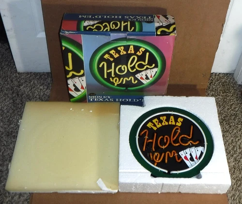Vintage Texas Hold 'em Neon Sign Wall Or Tabletop Tested