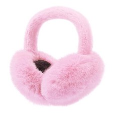 Women Winter Earmuffs Plush Ear Muffs Foldable Faux Fur Ear Warmers Light Pink