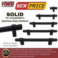 Modern Bar Cabinet Pulls Knobs Handles Kitchen Bath Matte Black 2"- 6.3"cc SOLID