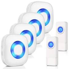 Wireless Doorbell, Waterproof Door bell Chime Kit Operating at 1300-ft Range ...