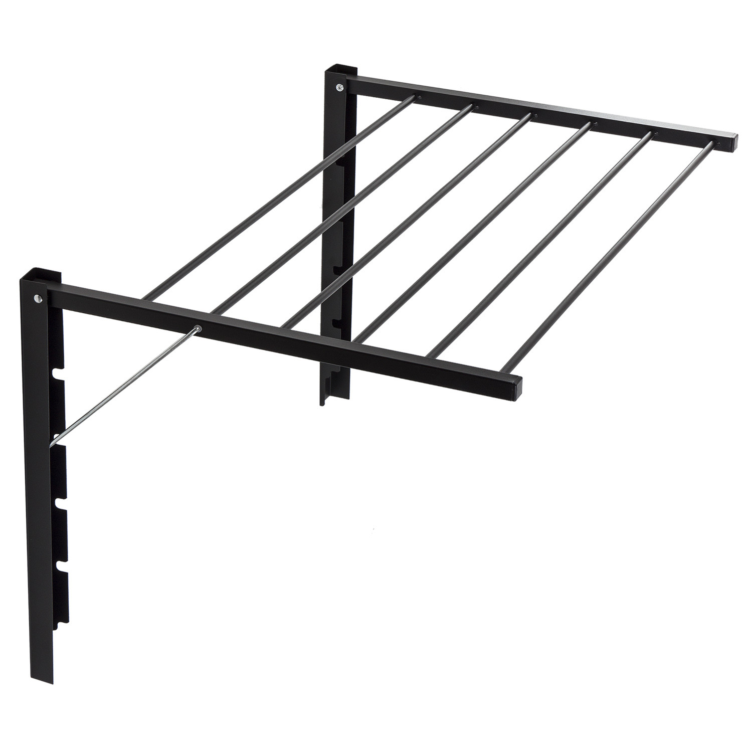 Séchoir mural robuste Majka 90cm en acier noir mat durable