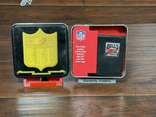 Buffalo Bills Leather Bi-fold Wallet Red Helmet Pewter Logo Siskiyou Sports New