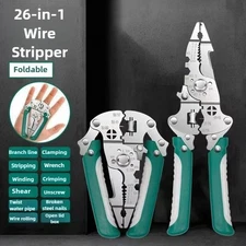 Foldable Multi-Function Wire Stripper & Crimping Pliers Electrician Hand Tool