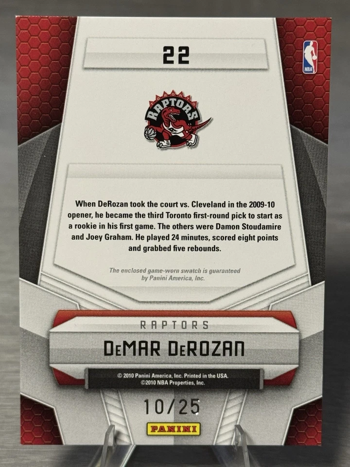 🏀DEMAR DEROZAN 2009-10 Panini Certificado Potencial Enfermo 2 Colores Parche RC/25!🏀 Foto 4 de 4