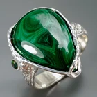 Jewellery 14 ct+ Natural Malachite Ring 925 Sterling Silver Size 8 /R442848